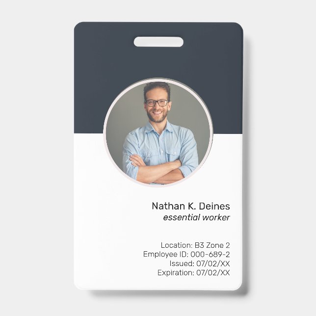 Tarjeta De Identificación ID de la marina | Seguridad de la compañía de foto (Parte frontal)