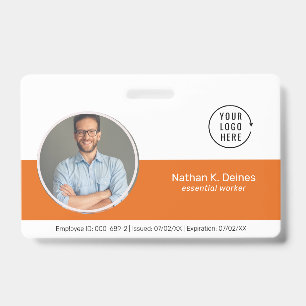 Tarjeta De Identificación ID de Naranja   Empresa de ID de Foto de Empleado 