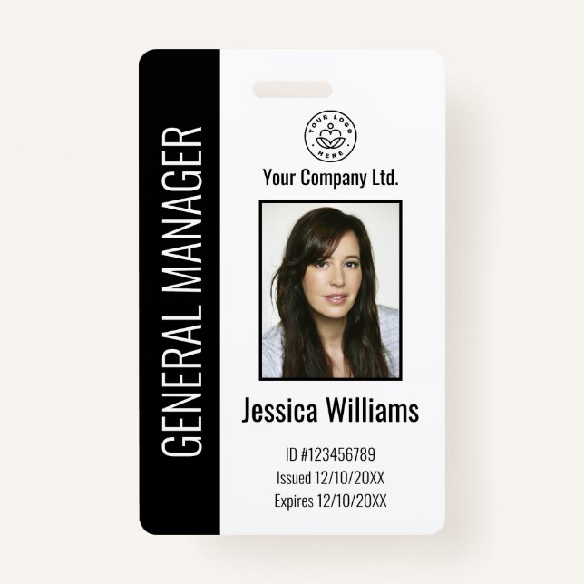 Tarjeta De Identificación ID de negro de empleado corporativo personalizado (Anverso)