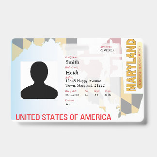 Tarjeta De Identificación ID de niño CREATIVE: Bandera de Maryland