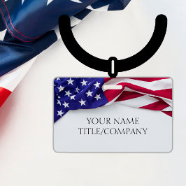 Tarjeta De Identificación ID de nombre de compañía de bandera estadounidense