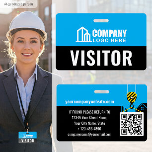 Tarjeta De Identificación ID de pase de visitante Logo Construcción Sitio Az