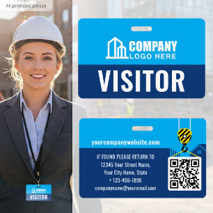 Tarjeta De Identificación ID de pase de visitante Logo de construcción Códig