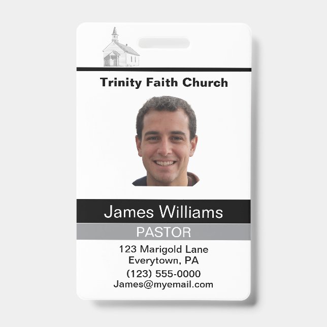 Tarjeta De Identificación ID de Pastor Personalizado (Parte frontal)