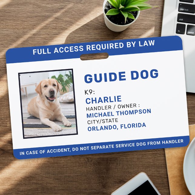 Tarjeta De Identificación ID de perro de la guía de perros del servicio foto (Subido por el creador)