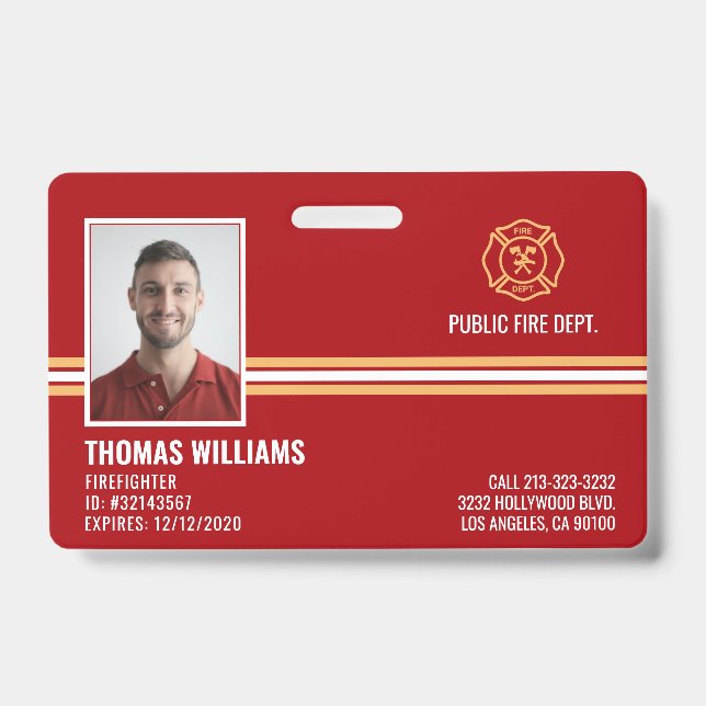 Tarjeta De Identificación ID de personal de bomberos del departamento de bom (Parte frontal)