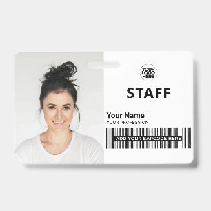 Tarjeta De Identificación Id. de personal de fotografía comercial blanca