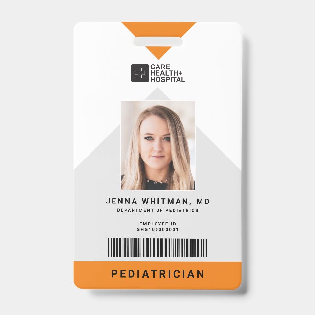 Tarjeta De Identificación Id. de personal médico de flecha + Código de barra (Anverso)