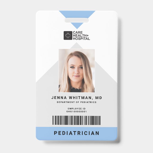 Tarjeta De Identificación Id. de personal médico de flecha + Código de barra (Front)