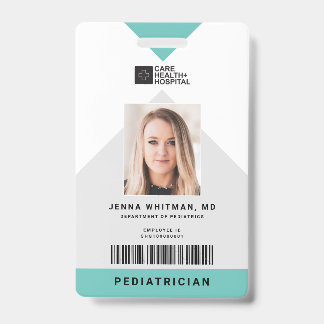 Tarjeta De Identificación Id. de personal médico de flecha + Código de barra