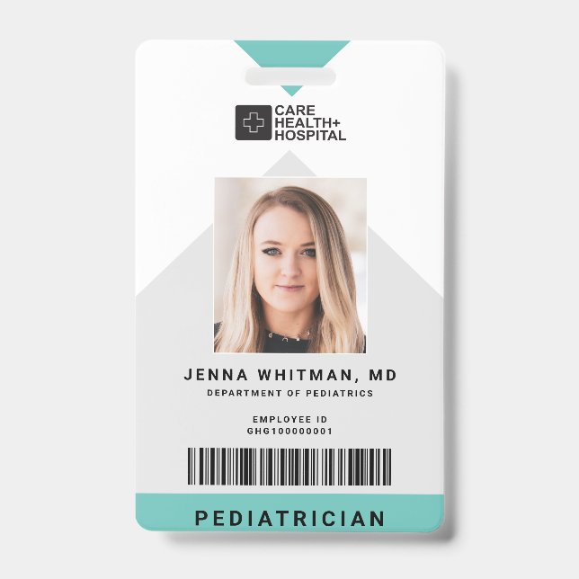 Tarjeta De Identificación Id. de personal médico de flecha + Código de barra (Front)