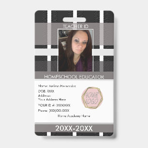 Tarjeta De Identificación ID de Plaid para mamá educadora en casa