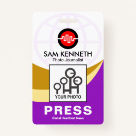 Tarjeta De Identificación Id. de plantilla de fotos de prensa de ondas de cu