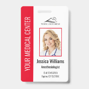 Tarjeta De Identificación ID de rojo de empleado sanitario personalizado