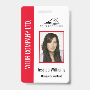 Tarjeta De Identificación ID de seguridad de empleado corporativo rojo perso