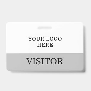 Tarjeta De Identificación ID de visitante en blanco y gris personalizable ho