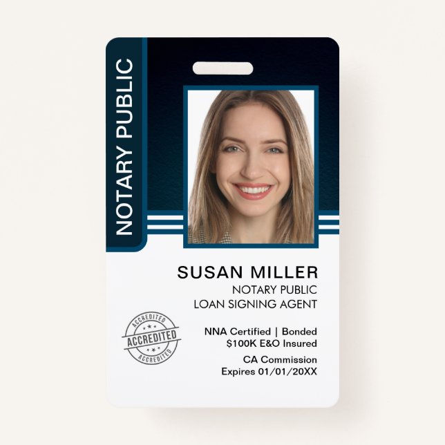 Tarjeta De Identificación Id. del agente de firma de préstamos públicos de n (Anverso)