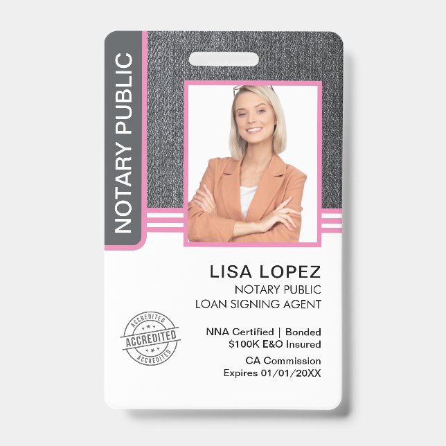 Tarjeta De Identificación Id. del agente de firma de préstamos públicos de n (Parte frontal)