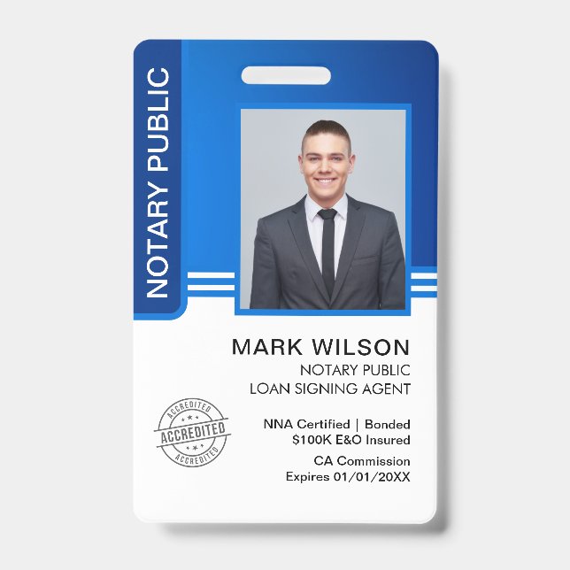 Tarjeta De Identificación Id. del agente de firma de préstamos públicos de n (Parte frontal)