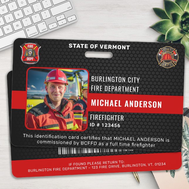 Tarjeta De Identificación ID del Departamento de Bomberos de personalizable (Subido por el creador)