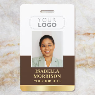 Tarjeta De Identificación ID del Empleado Nombre Logotipo de la Empresa Café