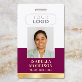 Tarjeta De Identificación ID del Empleado Nombre Logotipo de la Empresa Plum