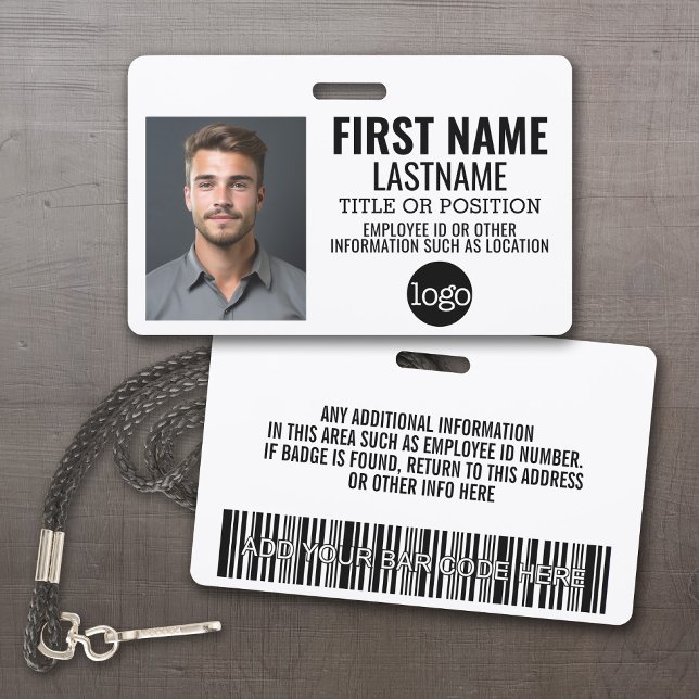 Tarjeta De Identificación ID del empleado personalizado - Foto, código de ba (Custom Employee ID Badges - thick plastic with full color print)
