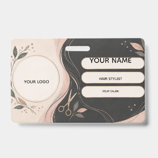 Tarjeta De Identificación ID del personal de la estética Charcoal Blush Beau