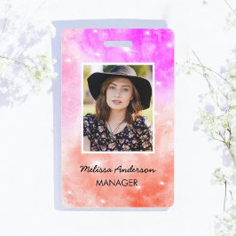Tarjeta De Identificación ID del personal de salón Peach Purple