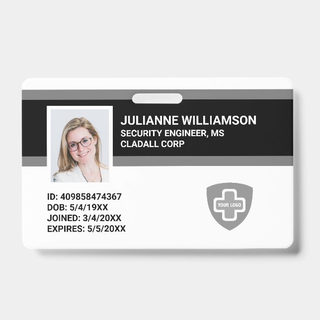 Tarjeta De Identificación Id. fotográfico de Personalizados, código de barra (Anverso)