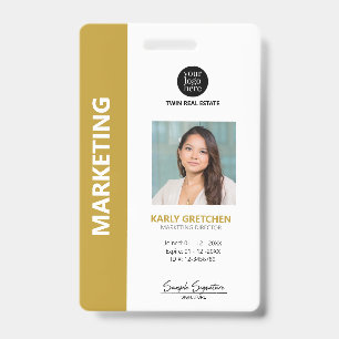 Tarjeta De Identificación ID Gold de empleado profesional moderno personaliz