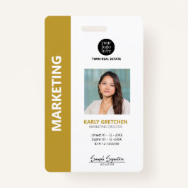 Tarjeta De Identificación ID Gold de empleado profesional moderno personaliz