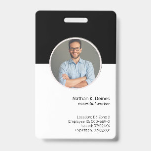 Tarjeta De Identificación ID Negro   ID de Foto de Empleado Seguridad de la 