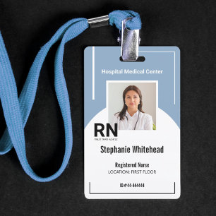 Tarjeta De Identificación ID Personalizado de Personal Médico en Azul Polvo 