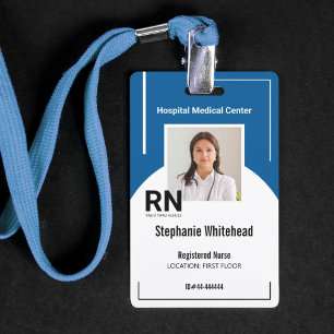 Tarjeta De Identificación ID Personalizado de Personal Médico Foto Royal Azu