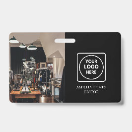 Tarjeta De Identificación ID personalizado negro | Placa de empleado minimal