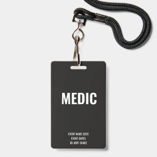 Tarjeta De Identificación ID personalizado para eventos médicos de concierto