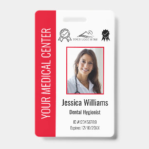 Tarjeta De Identificación ID personalizado rojo para empleado médico certifi