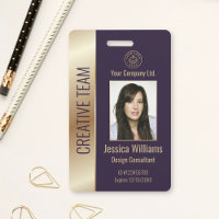 ID púrpura de empleado corporativo personalizado