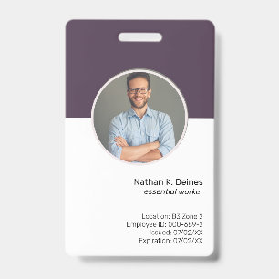 Tarjeta De Identificación ID Púrpura   Empresa de Seguridad de Foto ID para 