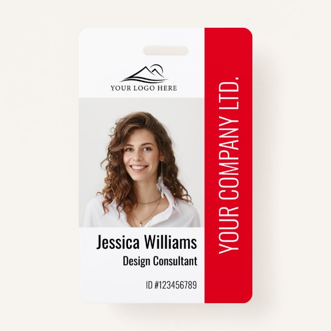 Tarjeta De Identificación ID rojo del personal corporativo personalizado (Anverso)