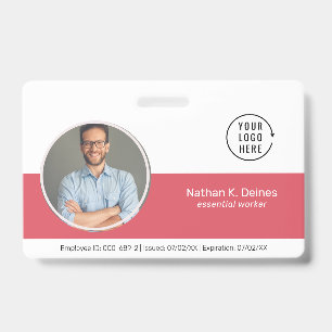 Tarjeta De Identificación ID rosa   Seguridad de la compañía de foto de empl