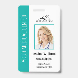 Tarjeta De Identificación ID teal personalizado para empleados de atención m