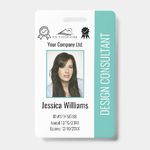 Tarjeta De Identificación ID Verde azulada de empleado corporativo personali