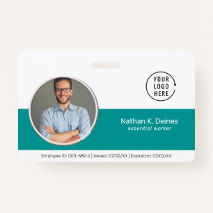 Tarjeta De Identificación Id. verde azulado   Seguridad de la compañía de fo