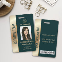 Id. verde de empleado corporativo personalizado