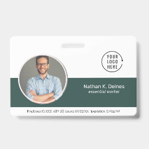 Tarjeta De Identificación ID Verde Empresa de Foto ID para Empleados Segur