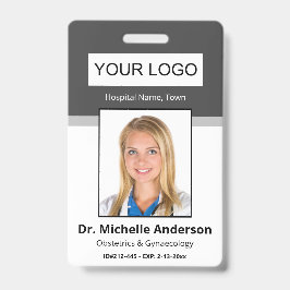 Tarjeta De Identificación Identidad de foto Médica gris oscuro personalizada