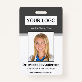 Tarjeta De Identificación Identidad de foto Médica gris oscuro personalizada