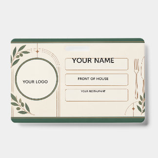 Tarjeta De Identificación Identidad del personal de la sala del restaurante